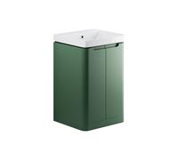 Plumb Warehouse Iserni 500mm 2 Door Floor Standing Cloakroom Basin Unit - Matt Sage Green