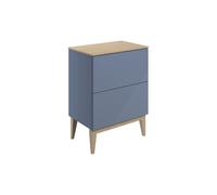 Plumb Warehouse Isola 610mm Floor Standing 2 Drawer Basin Unit & Maple Oak Effect Worktop - Matt Smoke Blue Size: 610mm, Finish: Matt Smoke Blue