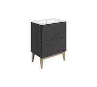 Plumb Warehouse Isola 615mm Floor Standing 2 Drawer Basin Unit & Basin - Matt Graphite Grey Size: 615mm, Finish: Matt Graphite Grey