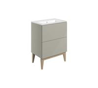 Plumb Warehouse Isola 615mm Floor Standing 2 Drawer Basin Unit & Basin - Matt Oat Size: 615mm, Finish: Matt Oat
