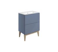 Plumb Warehouse Isola 615mm Floor Standing 2 Drawer Basin Unit & Basin - Matt Smoke Blue Size: 615mm, Finish: Matt Smoke Blue