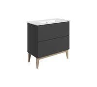 Plumb Warehouse Isola 815mm Floor Standing 2 Drawer Basin Unit & Basin - Matt Graphite Grey Size: 815mm, Finish: Matt Graphite Grey