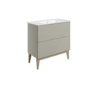 Plumb Warehouse Isola 815mm Floor Standing 2 Drawer Basin Unit & Basin - Matt Oat Size: 815mm, Finish: Matt Oat