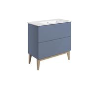 Plumb Warehouse Isola 815mm Floor Standing 2 Drawer Basin Unit & Basin - Matt Smoke Blue Size: 815mm, Finish: Matt Smoke Blue