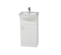 Plumb Warehouse Lanza 450mm Gloss White Floor Standing Vanity Unit With Basin Size: 450mm, Finish: Gloss White