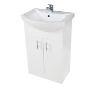 Plumb Warehouse Lanza 550mm Gloss White Floor Standing Vanity Unit With Basin Size: 550mm, Finish: Gloss White