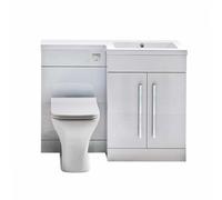 Plumb Warehouse Lili 1100mm Gloss White Vanity Unit And WC Unit With Left Hand Basin Finish: Gloss White