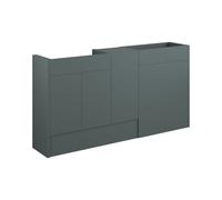Plumb Warehouse Livorna 1536mm Standard Basin WC and 1 Door Unit Pack - Matt Green (Oak Cabinet) Finish: Matt Green (Oak Cabinet)