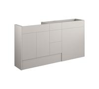 Plumb Warehouse Livorna 1536mm Standard Basin WC and 3 Drawer Unit Pack - Matt Dove Grey (Oak Cabinet) Finish: Matt Dove Grey (Oak Cabinet)