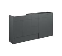 Plumb Warehouse Livorna 1536mm Standard Basin WC and 3 Drawer Unit Pack - Matt Graphite Grey (Grey Cabinet) Finish: Matt Graphite Grey (Grey Cabinet)
