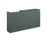 Plumb Warehouse Livorna 1536mm Standard Basin WC and 3 Drawer Unit Pack - Matt Green (Oak Cabinet) Finish: Matt Green (Oak Cabinet)