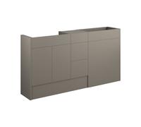 Plumb Warehouse Livorna 1536mm Standard Basin WC and 3 Drawer Unit Pack - Matt Stone (Grey Cabinet) Finish: Matt Stone (Grey Cabinet)
