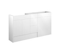 Plumb Warehouse Livorna 1536mm Standard Basin WC and 3 Drawer Unit Pack - White Gloss (Grey Cabinet) Finish: White Gloss (Grey Cabinet)
