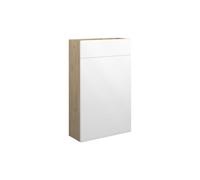 Plumb Warehouse Livorna 500mm Slim WC Unit - White Gloss (Oak Cabinet) Size: 500mm, Finish: White Gloss (Oak Cabinet)