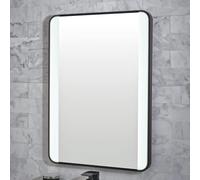 Plumb Warehouse Mono 500mm x 700mm Matt Black Soft Square Mirror With Demister And Colour Change