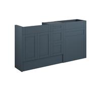 Plumb Warehouse Perugio 1536mm Standard Basin WC and 3 Drawer Unit Pack - Matt Arley Blue (Oak Cabinet) Finish: Matt Arley Blue (Oak Cabinet)