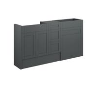 Plumb Warehouse Perugio 1536mm Standard Basin WC and 3 Drawer Unit Pack - Matt Graphite Grey (Grey Cabinet) Finish: Matt Graphite Grey (Grey Cabinet)
