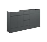 Plumb Warehouse Ravenna 1536mm Standard Basin WC and 3 Drawer Unit Pack - Matt Graphite Grey (Oak Cabinet) Finish: Matt Graphite Grey (Oak Cab)