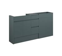 Plumb Warehouse Ravenna 1536mm Standard Basin WC and 3 Drawer Unit Pack - Matt Green Camo (Grey Cabinet) Finish: Matt Green Camo (Grey Cab)