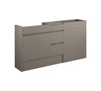 Plumb Warehouse Ravenna 1536mm Standard Basin WC and 3 Drawer Unit Pack - Matt Stone (Grey Cabinet) Finish: Matt Stone (Grey Cab)