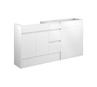 Plumb Warehouse Ravenna 1536mm Standard Basin WC and 3 Drawer Unit Pack - White Gloss (Grey Cabinet) Finish: White Gloss (Grey Cabinet)