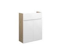 Plumb Warehouse Ravenna 500mm Slim Basin Unit - White Gloss (Oak Cabinet) Size: 500mm, Finish: White Gloss (Oak Cabinet)