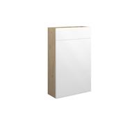 Plumb Warehouse Ravenna 500mm Slim WC Unit - White Gloss (Oak Cabinet) Size: 500mm, Finish: White Gloss (Oak Cabinet)