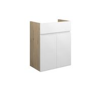 Plumb Warehouse Ravenna 500mm Standard Basin Unit - White Gloss (Oak Cabinet) Size: 500mm, Finish: White Gloss (Oak Cabinet)