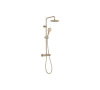 Plumb Warehouse Round Thermostatic Bar Mixer with Riser Kit - Brushed Brass Finish: Brushed Brass