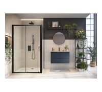 Plumb Warehouse S6 1000mm Black 6mm Sliding Shower Door Size: 1000mm