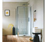 Plumb Warehouse S6 800mm Semi Frameless Bifold Shower Door Size: 800mm