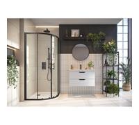 Plumb Warehouse S6 800mm x 800mm Black Double Door Quadrant Shower Enclosure Size: 800x800mm