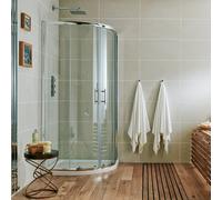 Plumb Warehouse S6 900mm x 760mm Double Door Offset Quadrant Shower Enclosure Size: 900x760mm