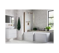 Plumb Warehouse San Remo L Shape 1700x850x560mm No Tap Holes Shower Bath Pack, Left Handed - Brushed Bronze Handing: Left Handed, Finish: Brushed Bron