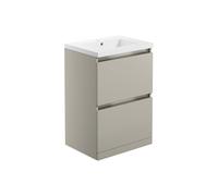 Plumb Warehouse Senigallia 615mm 2 Drawer Floor Standing Basin Unit Inc. Basin - Latte