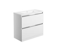 Plumb Warehouse Senigallia 815mm 2 Drawer Floor Standing Basin Unit Inc. Basin - White Gloss