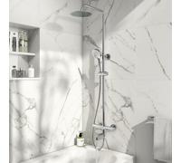 Plumb Warehouse Solar Chrome Round Rigid Riser Shower Kit With Bath Filler