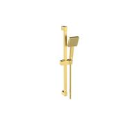 Plumb Warehouse Square Slider Rail Kit & Single Mode Handset - Brushed Brass Finish: Brushed Brass