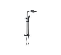 Plumb Warehouse Square Thermostatic Bar Mixer with Riser Kit - Matt Black Finish: Matt Black