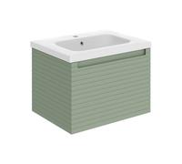 Plumb Warehouse Terni 615mm Wall Hung 1 Drawer Basin Unit & Basin - Matt Willow Green Size: 615mm, Finish: Matt Willow Green