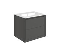 Plumb Warehouse Venetti 615mm Wall Hung 2 Drawer Basin Unit & Basin - Matt Clay Size: 615mm, Finish: Matt Clay