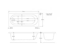 Plumb Warehouse Xi 1500mm x 700mm Single Ended Bath Size: 1500mmx700mm