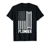 Plumber American Flag Plumbing 4th Of july Pipe Wrench T-Shirt