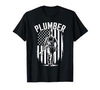 Plumber American Flag Plumbing 4th Of july Pipe Wrench T-Shirt