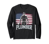 Plumber American Flag Plumbing Pipefitter 4th Of july Long Sleeve T-Shirt