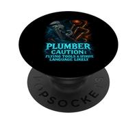 Plumber Dad But Cooler Funny Plumbing Father Mens PopSockets Adhesive PopGrip