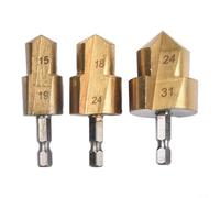 Plumber Drill Bit Set 3pcs for Water Pipe Expansion Punch 6.35mm Hexagonal Shank Use with Electric Drills Compatible with Standard Pipe Models (A)