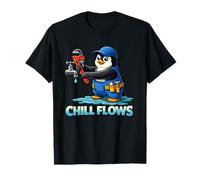 Plumber Penguin Cartoon Pipefitter Mascot T-Shirt