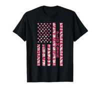 Plumber Pipes Water Repair Pink Camo USA Flag Distressed T-Shirt