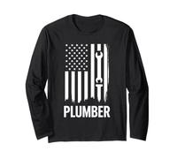 Plumber Us Flag Plumbing Pipefitter 4th Of july Long Sleeve T-Shirt